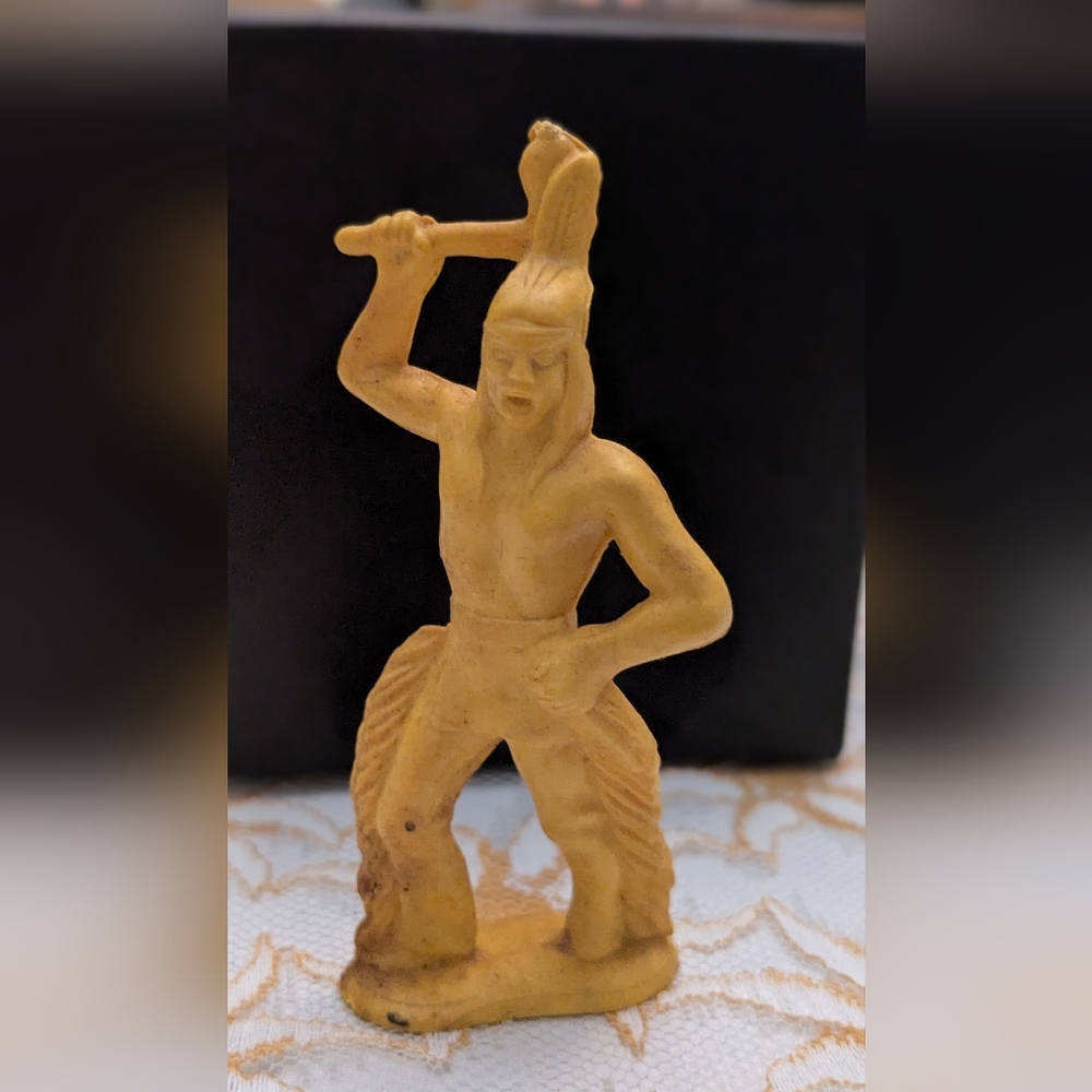Vintage 1960'sPlastic Figure Native American / Indian Warrior Spear